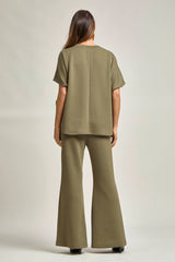 Dear Scarlett - Poncho Top + Bell Bottom Modal Set: Navy / S