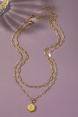 2 row brass double sided hexagon initial necklace