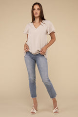 Woven Airflow Flutter Sleeve Top