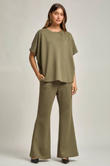 Dear Scarlett - Poncho Top + Bell Bottom Modal Set: Navy / S