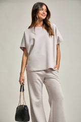 Dear Scarlett - Poncho Top + Bell Bottom Modal Set: Navy / S