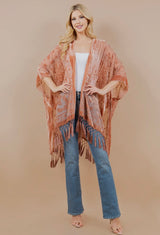 Vintage Rose Velvet Kimono