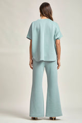 Dear Scarlett - Poncho Top + Bell Bottom Modal Set: Navy / S