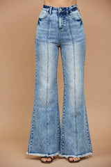 WIDE LEG PALAZZO FIT JEANS WITH STRETCH WASHED