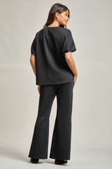 Dear Scarlett - Poncho Top + Bell Bottom Modal Set: Navy / S