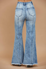 WIDE LEG PALAZZO FIT JEANS WITH STRETCH WASHED