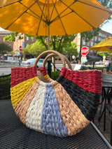 Multi Tone Straw Tote