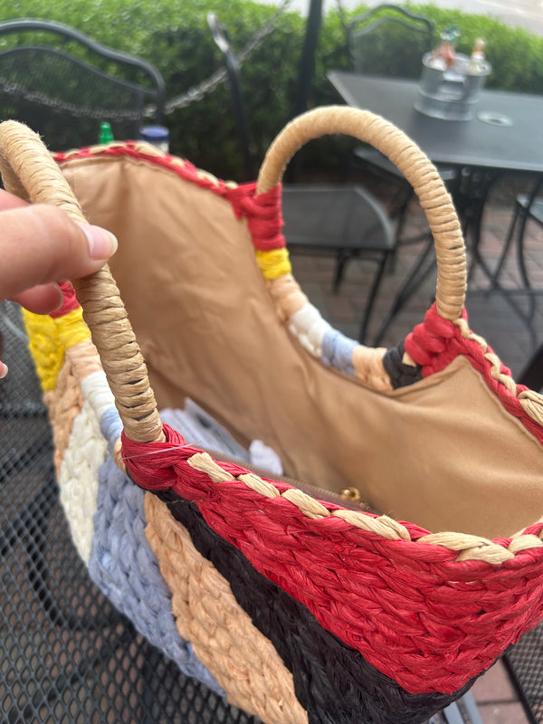 Multi Tone Straw Tote