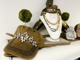 Wax Cotton Dad Cap with Bejewelled Glitz: Brown