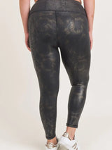 CURVY Black Gold Snake Foil Print Highwaist Leggings