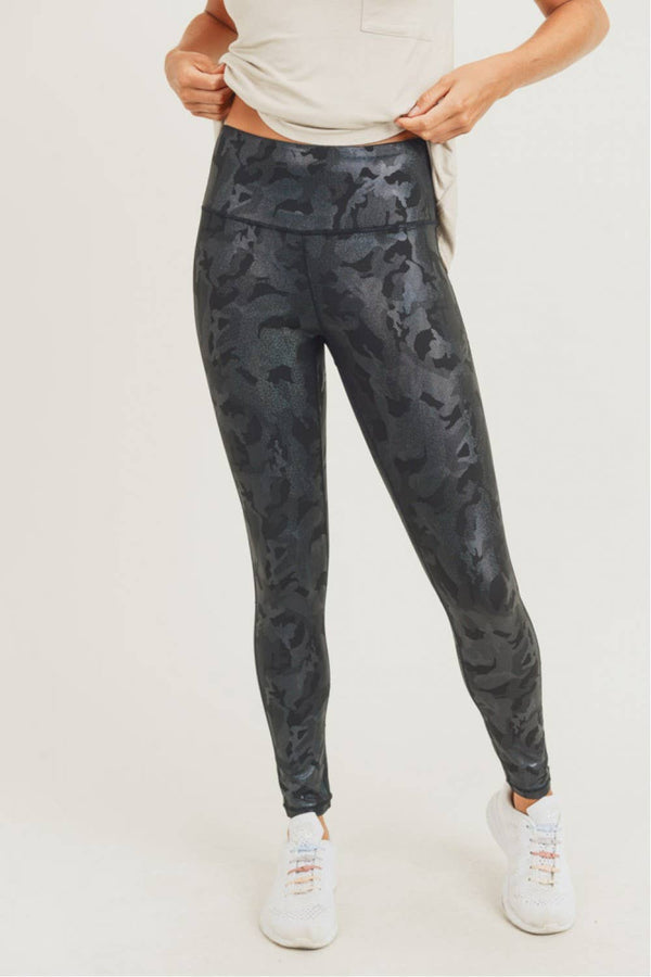 Camo Holographic Microdot Foil Highwaist Leggings