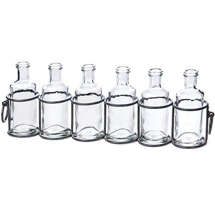 6 Glass Bottle With Metal Vase