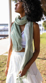 Green Tie Dye Lightweight Scarf