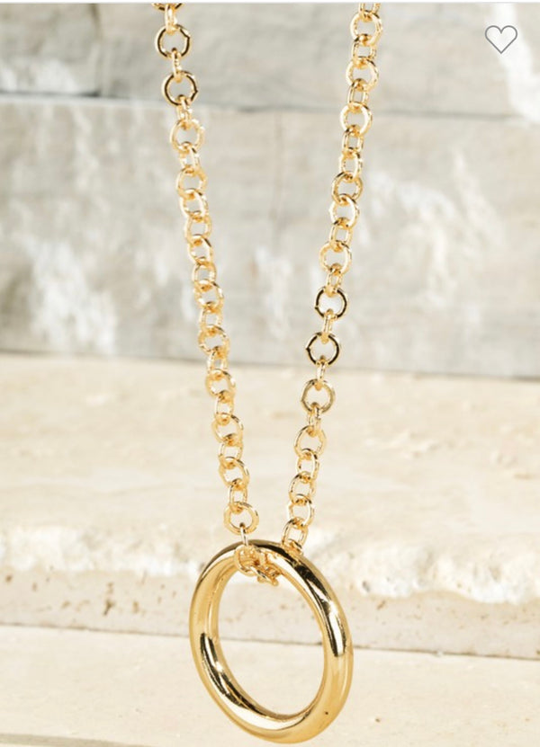 Circle Charm Necklace - Gold